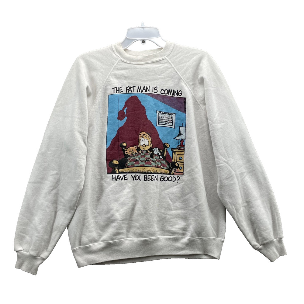 VTG Hanes Sweatshirt Unisex XL Santa Christmas Retro Newspaper Comic Strip USA