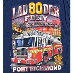 Collectible FDNY Port Richmond Cougar Country Navy Blue Graphic T-Shirt Mens L