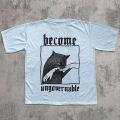 Become Ungovernable Cat Biting Hand Funny Graphic T-Shirt Unisex