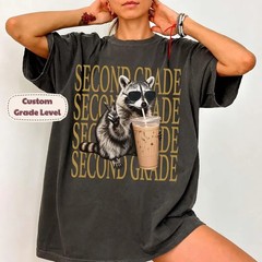 Second Grade Raccoon T Shirt Back To School Cool Trash Panda Graphic Tee