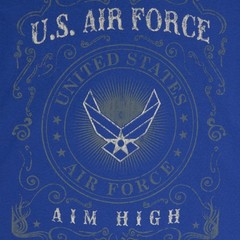 U.S. Air Force Symbol “Aim High” Men’s Graphic Print T-Shirt in Blue, Large