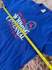 Vintage 1990 Wyoming Centennial T Shirt XL Jerzees Single Stitch USA Tee Blue