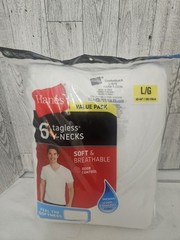 Hanes V-Necks Tagless Men’s T-Shirts White, Size L, 6 Pack 2020 777VP6 New