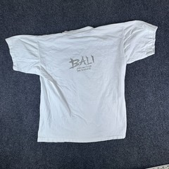 Vintage Bali Primitive Designs T-Shirt Men Large White Tribal Art Graphic Cotton