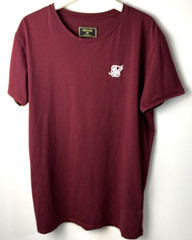Sik Silk Modern Muscle Fit Mens Maroon T-Shirt Large Embroidered Cotton