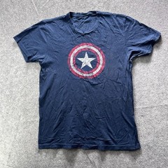 Captain America Shirt Mens M Blue Graphic Tee Crewneck Tagless Cotton Jersey