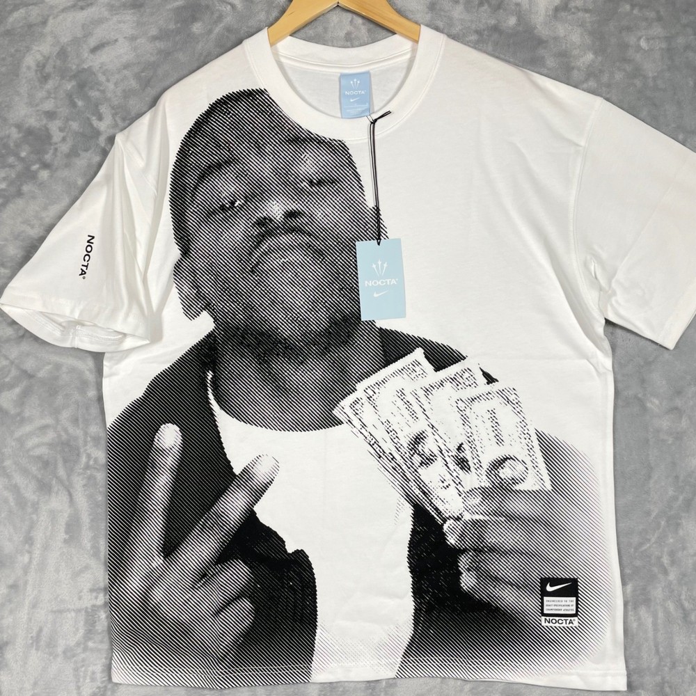Nike NOCTA Easy Money Graphic T-Shirt White Black IM4682-100 Mens Large NEW