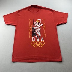 Vintage USA Basketball T-Shirt Mens Medium Red Summer Olympics South Korea 1988