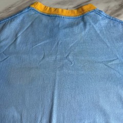 VTG Sunshine T shirt Racing Graphic Print Colorblock Blue Yellow L Short Sleeves