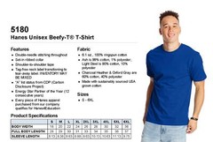 Hanes Mens Beefy T-Shirt Short Sleeve Preshrunk Cotton S-3XL 5180