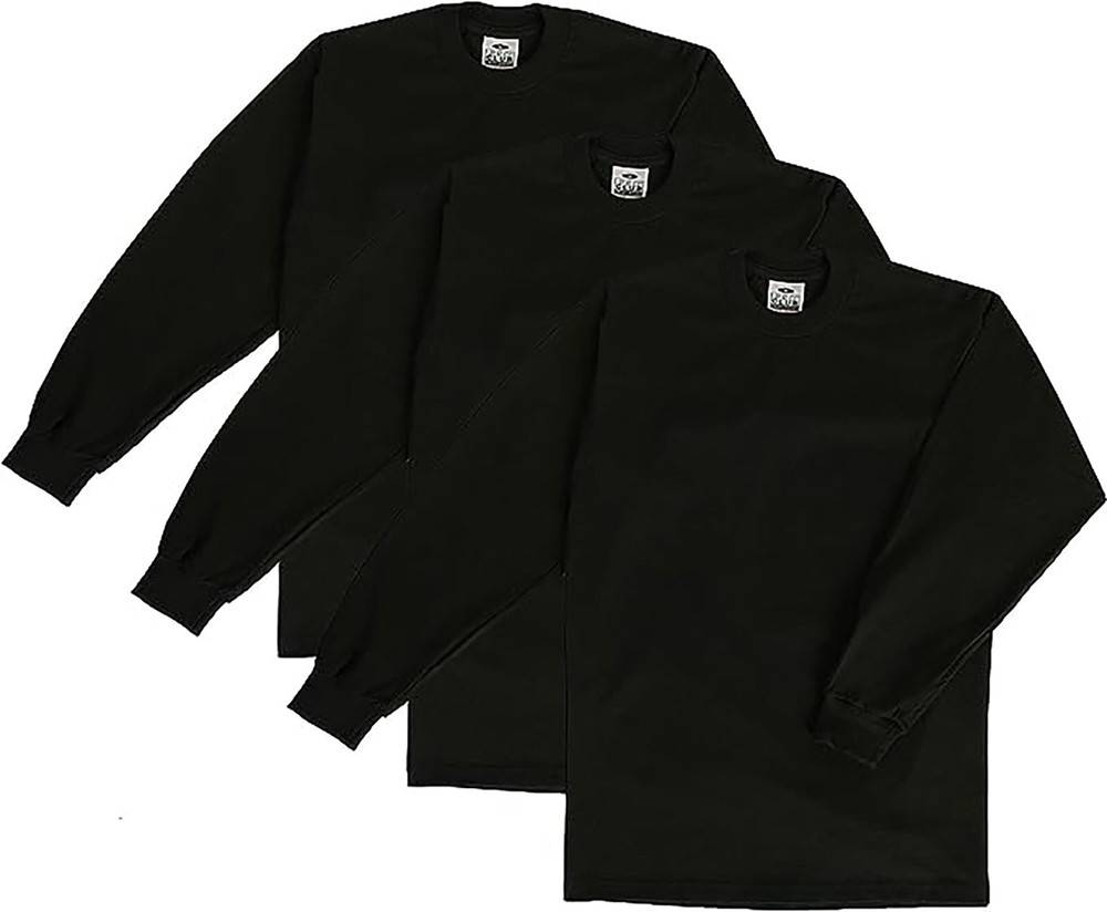 Pro Club Men’s 3-Pack Heavyweight Cotton Long Sleeve Crew Neck T-Shirt