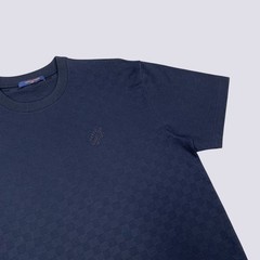 Louis Vuitton LV Embroidery Logo Damier Cotton Pique T-Shirt Blue Size L