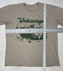 Volkswagen Van Retro Graphic T-shirt Men Beige Logo Green Short Sleeve