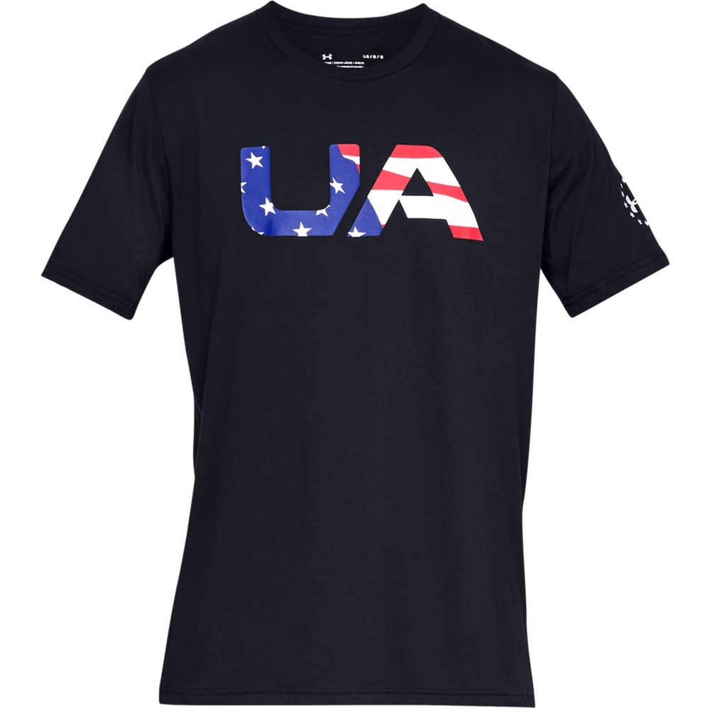 Under Armour 1333352 Men’s UA Freedom Big Flag USA T-Shirt, Black, Mediium