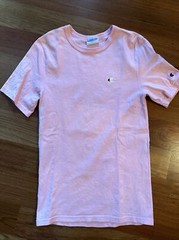 Champion Shirt Adult Teen Boy X-Small XS Pink Logo Short Sleeve Cotton Mens EUC