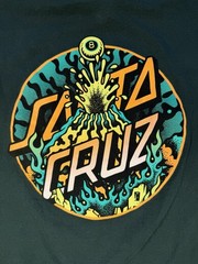 Santa Cruz Skateboards T Shirt Large Green Flame Logo Graphic Skate Tee L