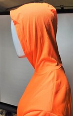 Orange Long Sleeve Safety Shirt With Hoodie, Quick Dry Polyester Birdeye mesh