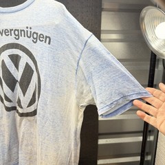 VW Volkswagen Fahrvergnügen Men T-Shirt XL Blue Lightweight Shear-1990s
