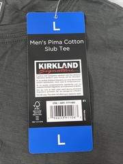 Kirkland Signature 100% Pima Cotton Slub Tee, Men’s Large, Gray, NEW