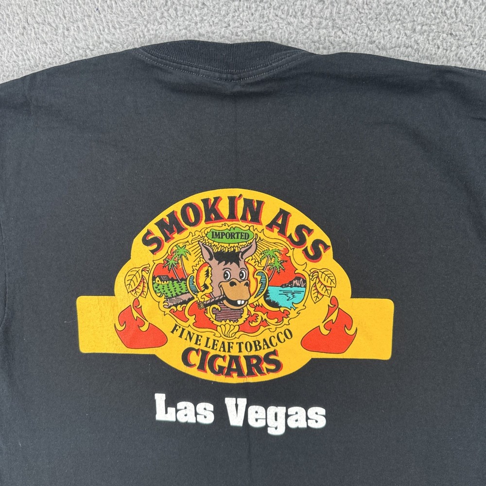 Vintage Gildan L Black Smokin Ass Cigars Hawaii Las Vegas Fine Leaf Tobacco Tee