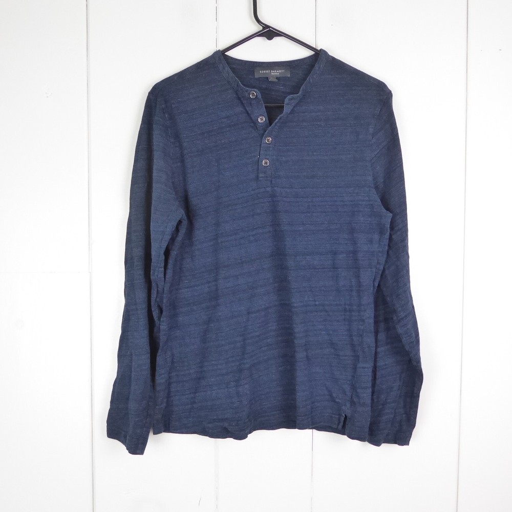 Robert Barakett Shirt Mens SZ M Henley Long Sleeve Classic Casual Preppy Modern