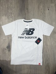 New Balance Stacked T-Shirt Size Boys Medium (10/12) White/Black RN# 63619
