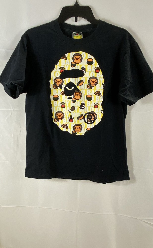 BAPE Men’s Black Baby Milo Food Graphic Big Ape Head T-Shirt Size M