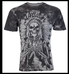 $58 AFFLICTION Grey TRUSTED TIME Short Sleeve Slim Fit Y2K MMA Elite T-shirt NWT