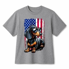 Cool Dachshund USA Distressed Flag Patriotic Graphic Cotton T-Shirt Unisex
