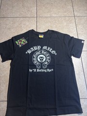 Men’s Black Bape Short Sleeve T-Shirt Crew Neck Size Large Bape/crome