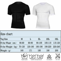 3 Pack Men Body Shaper Slimming Shirts Vest Compression Short Sleeve Shapewear