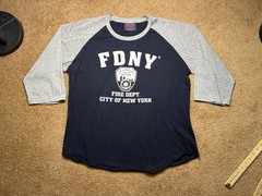 Official FDNY Fire Department City of New York Raglan 3/4 Sleeve Shirt Mens L