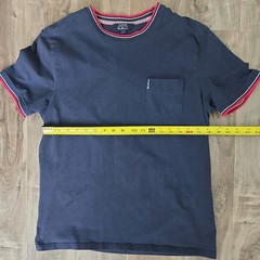 Ben Sherman Shirt Mens Large Navy Blue Pocket Tee Contrast Trim Stretch Casual