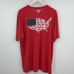 Columbia PFG Terminal Tackle T-Shirt Mens L Red White Blue USA 4th of July