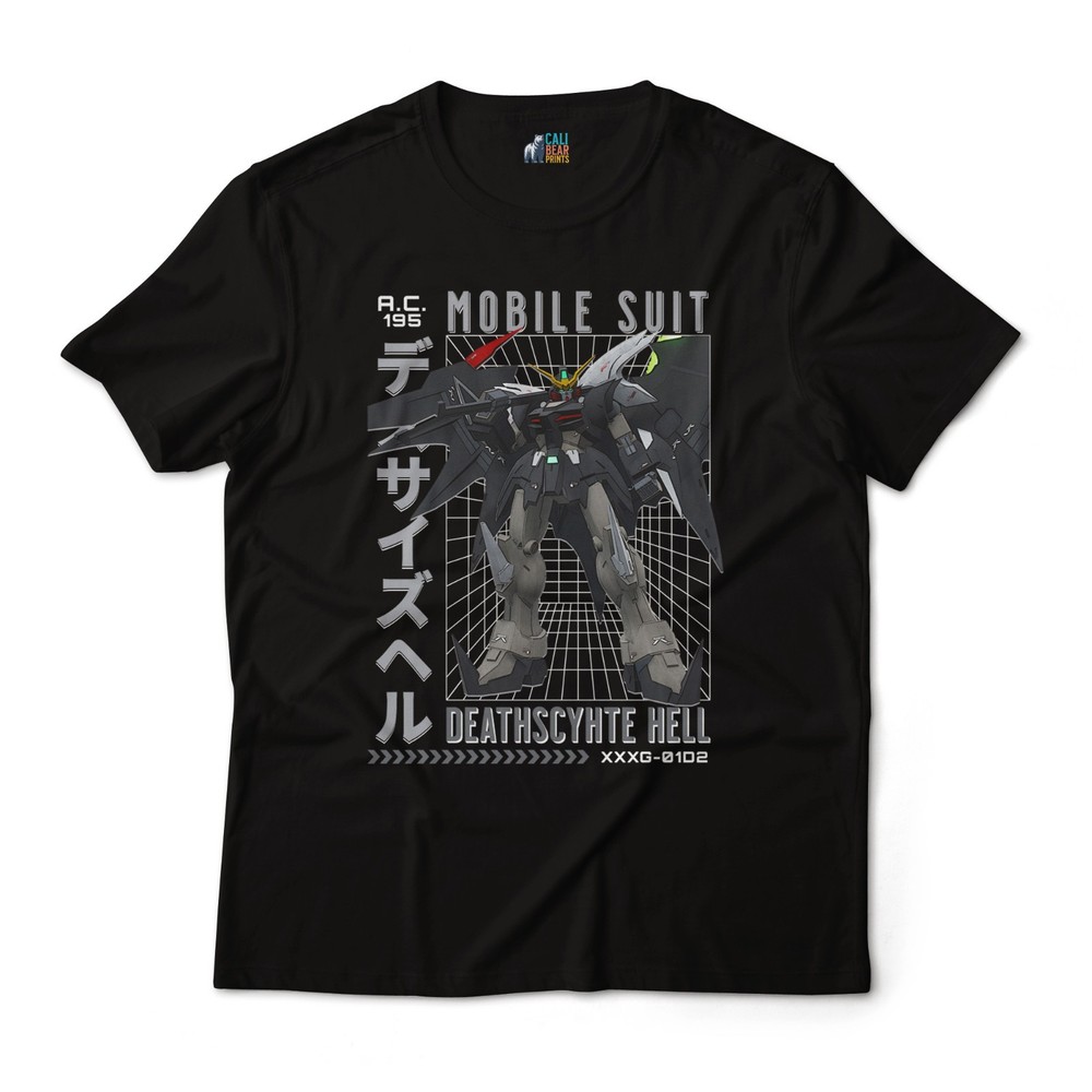 Gundam Deathscythe Hell XXXG-01D2 Retro Anime Grid Design Graphic Art T-Shirt