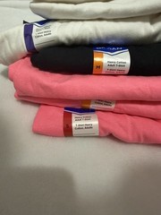 Lot of 7 New Gildan Cotton T-Shirts – Mixed Size(S, M, 2XL) – Pink, White, Black