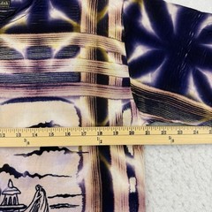 Legian Bali Shirt Mens Large L Purple Tie Dye Batik Abstract Henley Short Sleeve