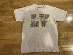 Vintage Hanes Beefy-T Las Vegas LV T-Shirt Men’s Medium Tan Graphic Tee