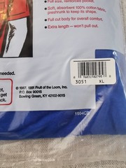 NOS VTG 1991 Fruit of the Loom Pocket T-Shirt BLUE Made in USA XL Single Stitch