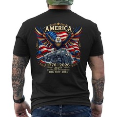 250th Anniversary USA Big Boy 4014 Train Vintage US Flag ON BACK T-Shirt