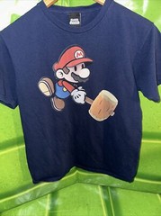 Super Mario Nintendo Mario With Hammer Blue Tee Size Adult / Teen Size M