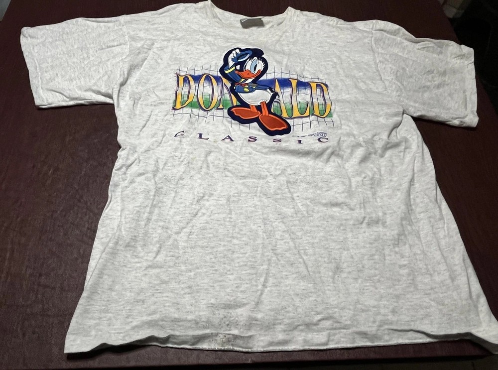 Vintage Donald Duck Classic Shirt Mens XL Gray Disney Genus Made USA 90s