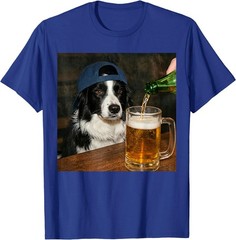 Border Collie Drinking Beer Funny Dog Meme T-Shirt