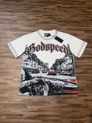 2026 New Godspeed Skeleton Drive a sports car print Tee Mens Cotton T-shirt