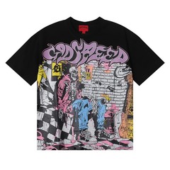 Godspeed Graffiti Style Tee Streetwear Men’s Hip Hop Oversized Graphic T-Shirt