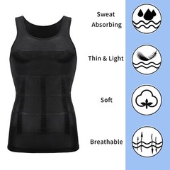 3 Pack Men’s Compression Shirt Slimming Body Shaper Vest Tummy Control Shapewear