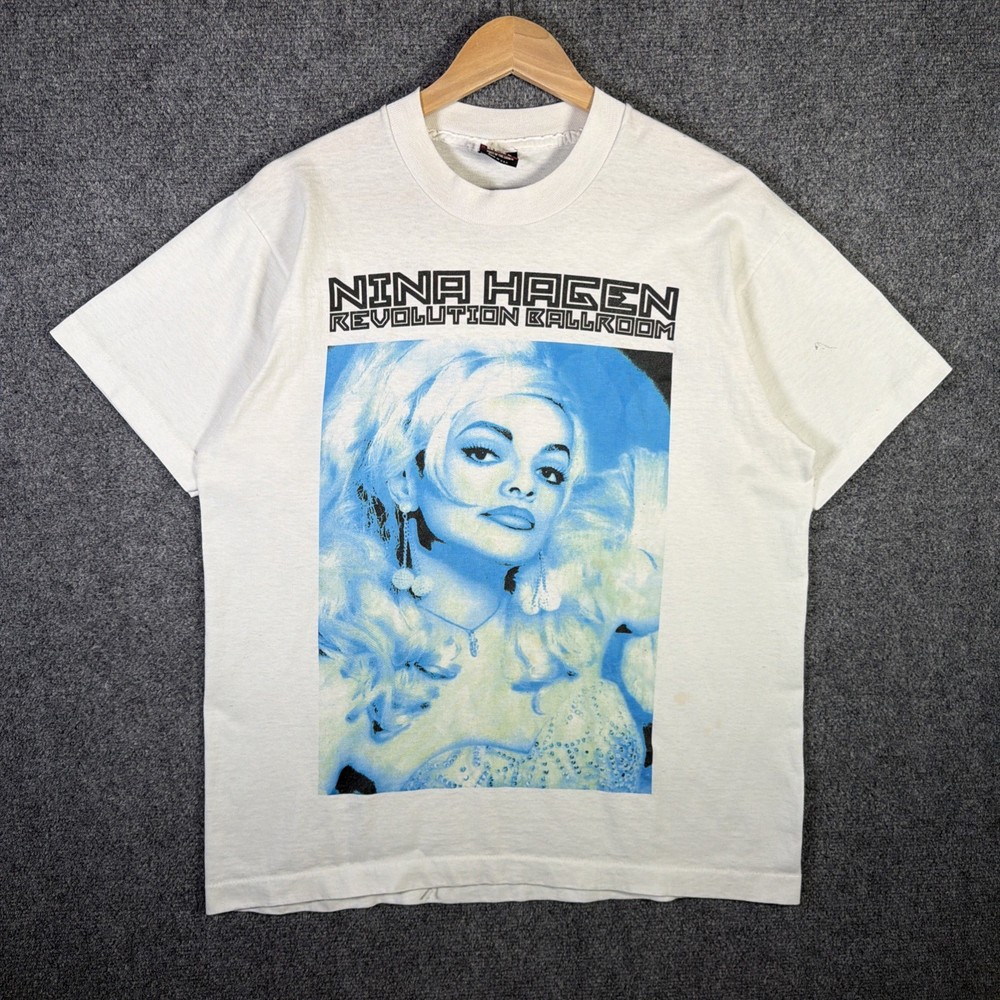 Vintage Nina Hagen Shirt Mens Large White 80s Revolution Ballroom Banshees Band