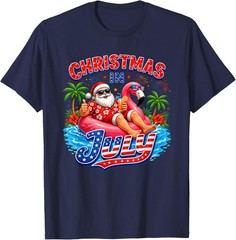 Christmas in July T-Shirt Santa Flamingo Summer Beach Party Tee