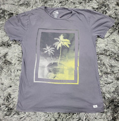 Quiksilver Shirt Mens Medium Gray Skull Island Graphic Tee Surf Tropical Tagless