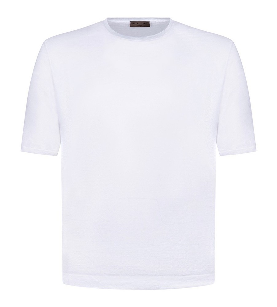 STILE LATINO t-shirt linen cotton EU 48 US 38 white normal fit